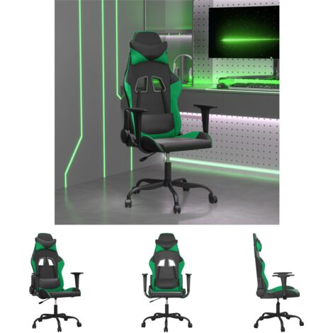 The Living Store Gaming-Stuhl Schwarz und Grün Kunstleder -  Gaming-Sessel