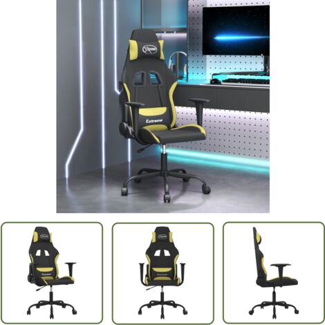 The Living Store Gaming-Stuhl Schwarz und Hellgrün Stoff - Gaming-Stuhl - Gamer Chair - Bürostuh - Schreibtischstuhl - Ergonomischer Stuhl
