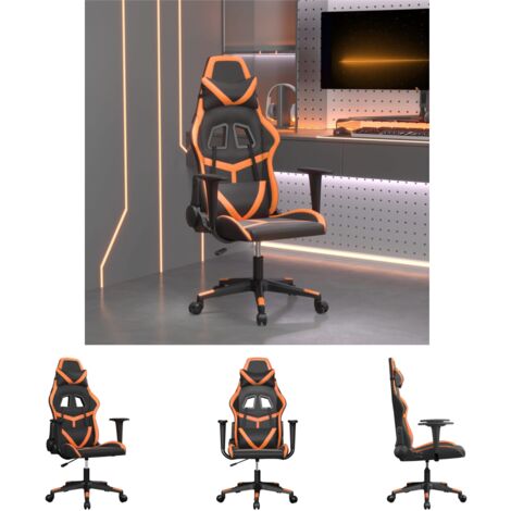 The Living Store Gaming-Stuhl Schwarz und Orange Kunstleder -  Gaming-Sessel