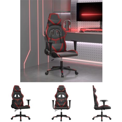 The Living Store Gaming-Stuhl Schwarz und Weinrot Kunstleder - Gaming-Sessel