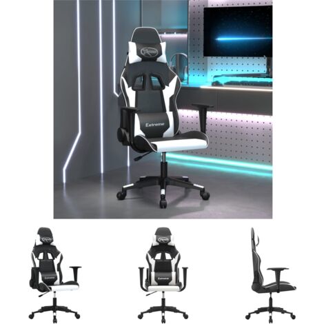 The Living Store Gaming-Stuhl Schwarz und Weiß Kunstleder -  Gaming-Sessel