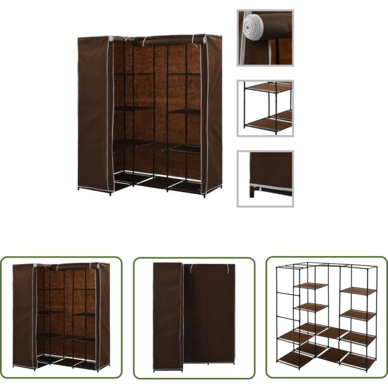 The Living Store - Garde-robe d'angle Marron 130x87x169 cm - Meubles D'angle - Armoire D'angle - Rangement Vestimentaire - Placard Étroit - Étagère à