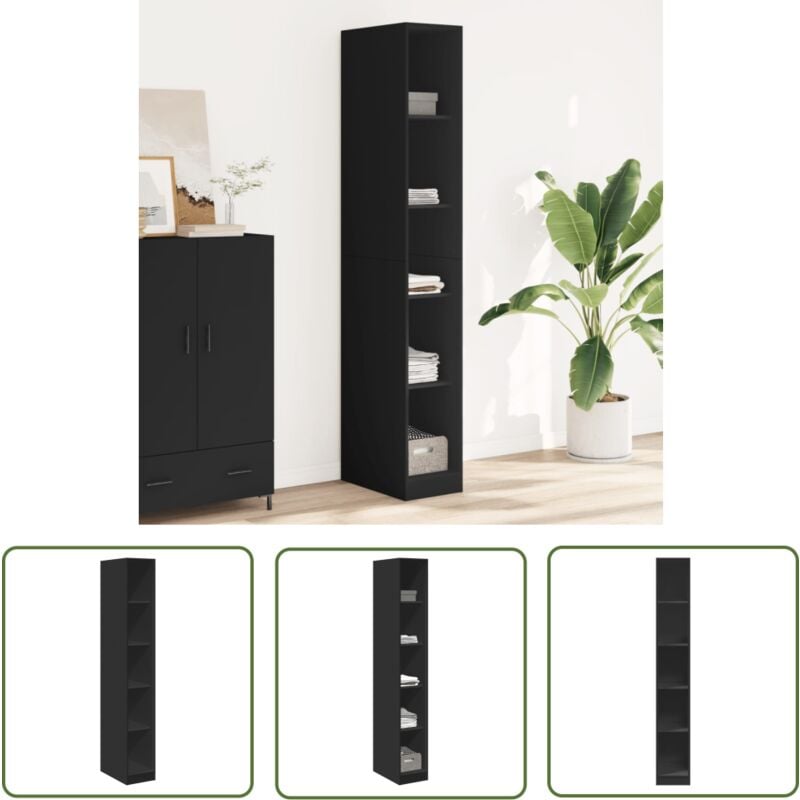 The Living Store Garde-robe noir 30x50x200 cm bois d'ingénierie - Meuble De Rangement - Placard - Armoire - Dressing - Meuble Entrée