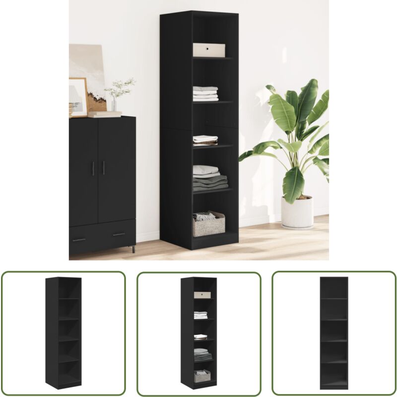 Garde-robe Noir 50 x 50 x 200 cm Bois d'ingénierie - Armoire - Placard - Dressing - Meuble Rangement - Mobilier Chambre - The Living Store