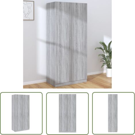 The Living Store Garde-robe Sonoma gris 90x52x200 cm Bois d'ingénierie - Meuble De Rangement - Armoire - Placard - Dressing - Meuble Chambre