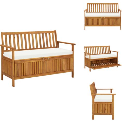 The Living Store Garten Aufbewahrungsbank Akazienholz Massiv 120 x 63 x 84 cm - Holzbank
