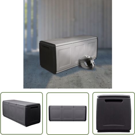 The Living Store Garten Aufbewahrungsbox 138x53x57 cm 330 L Dunkelgrau Schwarz - Gartenbox - Aufbewahrungsbobox - Outdoor Box - Gartenmöbel - Polypropylen