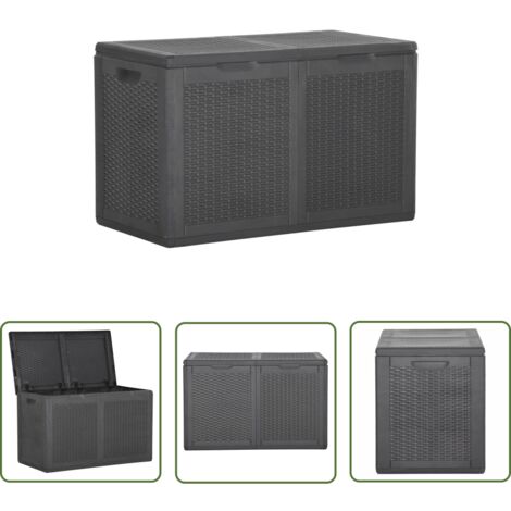 The Living Store Garten-Aufbewahrungsbox 180 L Schwarz PP Rattan - Gartenschuppen - Außenaufbewahrung - Lagerbox - Gartenorganisation - Wetterfest