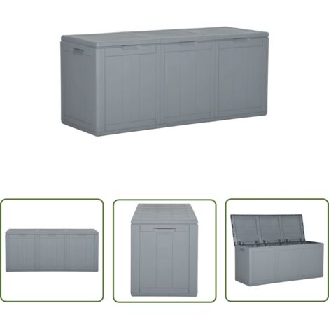 The Living Store Garten-Aufbewahrungsbox 270 L Grau PP Rattan - Gartenbox - Aufbewahrungsbox - Outdoor Box - Wetterfest - UV-beständig