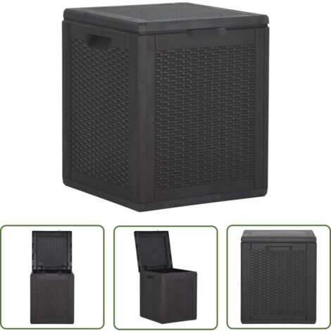 The Living Store Garten-Aufbewahrungsbox 90 L Schwarz PP Rattan - Gartenschuppen - Aufbahrungsbox - Gartenorganisation - Outdoor Box - Wetterfest