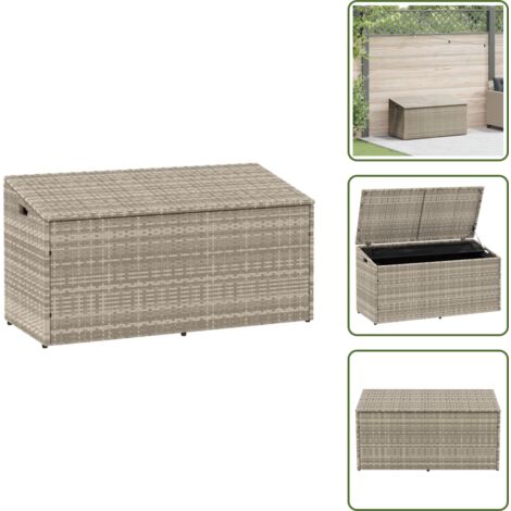 The Living Store Garten-Auflagenbox Hellgrau 110x50x58 cm Poly Rattan - Auflagebox