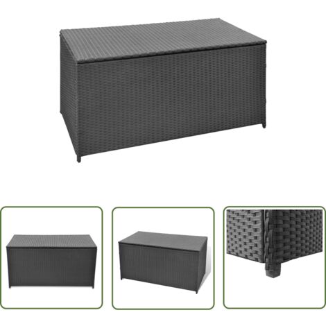 The Living Store Garten-Auflagenbox Schwarz 120x50x60 cm Poly Rattan - Gartentruhe - Gartenaufbewahrung - Outdoor-Box - Rattan Möbel - Wetterfest