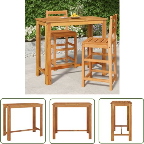 The Living Store Garten-Bartisch 120x60x105 cm Massivholz Akazie - Gartentisch - Holzgartenmöbel - Akazienholz Tisch - Outdoor Möbel - Bartisch