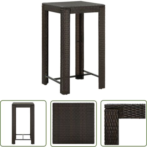 The Living Store Garten-Bartisch Braun 60,5x60,5x110,5 cm Poly Rattan - Gartenbartisch - Outdoor Möbel - Balkonmöbel - Esszimmertisch - Bistrotisch