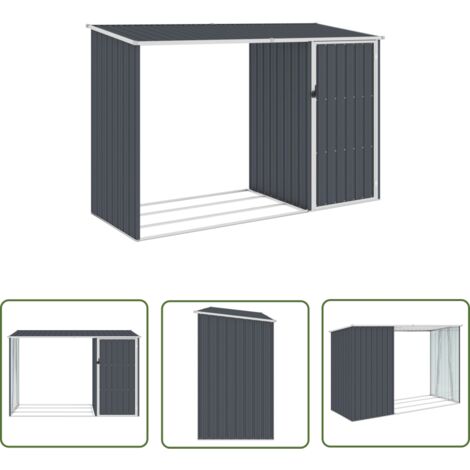 The Living Store Garten Brennholzlager Anthrazit 245x98x159 cm Verzinkter Stahl - Gartenschuppen - Stahlausstattung - Werkzeugaufbewahrung - Außenbereichsorganisation - Wetterfestes Material