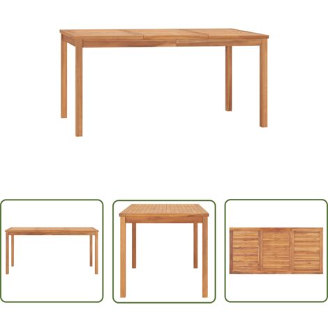 The Living Store Garten-Esstisch 160x80x77 cm Massivholz Teak - Gartentisch - Teak Holz - Massivholzmöbel - Outdoortisch - Esszimmertisch