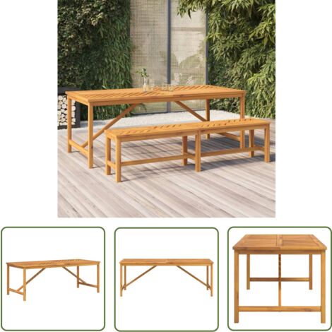 The Living Store Garten-Esstisch 200x90x74 cm Massivholz Akazie - Gartenstuhl - Holztisch - Esszimmertisch - Akazienholz - Gartenmöbel