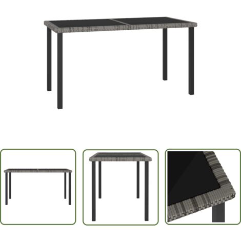 The Living Store Garten-Esstisch Grau 140x70x73 cm Poly Rattan - Gartenstuhl - Esstisch - Outdoor Möbel - Terrassenmöbeln - Rattan Tisch