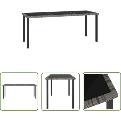 The Living Store Garten-Esstisch Grau 180x70x73 cm Poly Rattan - Gartenstuhl - Esstisch - Outdoor Möbel - Terrassenmöbeln - Balkonmöbel