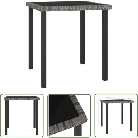 The Living Store Garten-Esstisch Grau 70x70x73 cm Poly Rattan - Gartenstuhl - Esstisch - Outdoor Möbel - Terrassenmöbel - Rattan Tisch