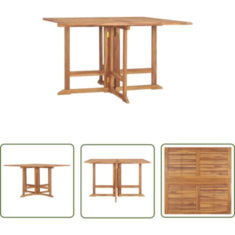 The Living Store Garten-Esstisch Klappbar 110x110x75 cm Massivholz Teak - Klappbarer Esstisch - Gartenmöbel - Teakholztisch - Outdoortisch - Terrasse