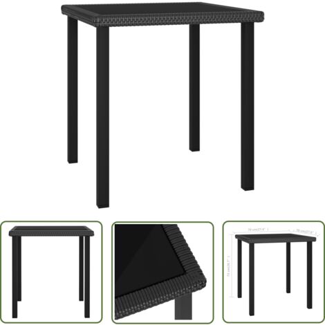 The Living Store Garten-Esstisch Schwarz 70x70x73 cm Poly Rattan - Gartenstuhl - Esstisch - Outdoor Möbel - Balkonmöbel - Terrassenmöbel