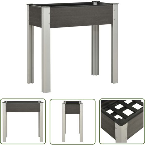 The Living Store Garten-Hochbeet 75x40x75 cm WPC Grau - Hochbeet - Gartenhochbeet - Balkonbepflanzung - Terrasse - WPC