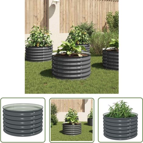 The Living Store Garten-Hochbeet 80x80x44 cm Verzinkter Stahl Grau - Gartenhochbeet - Stahlteich - Balkonbepflanzung - Gartendeko - Gewächshaus