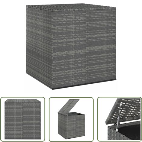 The Living Store Garten-Kissenbox PE Rattan 100x97,5x104 cm Grau - Gartenkiste - Außenschrank - Stauraum - Sitzplatz Dekoration - Wetterfest