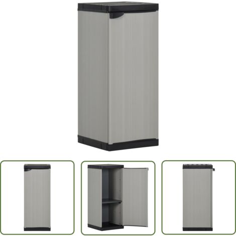 The Living Store Garten-Lagerschrank mit 1 Boden Grau und Schwarz 35x40x85 cm - Gartenschrank - Lagerschrank - Außenmöbel - Aufbewahrungsbox - Werkzeugschrank