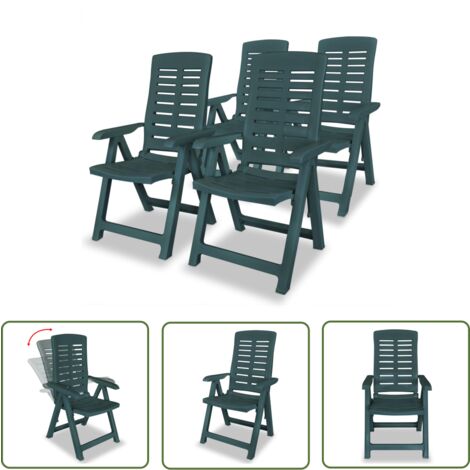 The Living Store Garten-Liegestühle 4 Stk. Kunststoff Grün - Gartenstühle - Kunststoffe Möbel - Outdoor Furniture - Gartenmöbel - Balkonmöbel
