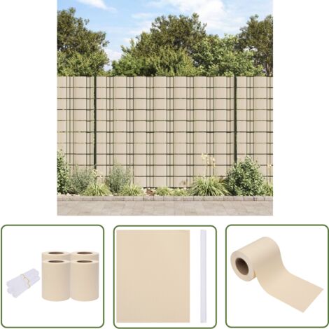 The Living Store Garten-Sichtschutz 4 Stk. PVC 35x0,19 m Creme - Zaunfoliene - Sichtschutz - PVC-Folie - Gartendeko - Wetterfest
