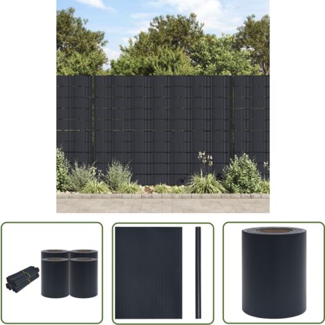 The Living Store Garten-Sichtschutz 4 Stk. PVC 35x0,19 m Matt-Dunkelgrau - Zaunsichtschutz - PVC-Folie - Gartenzubehör - Sichtschutz Für Terrasse - Balkonabgrenzung