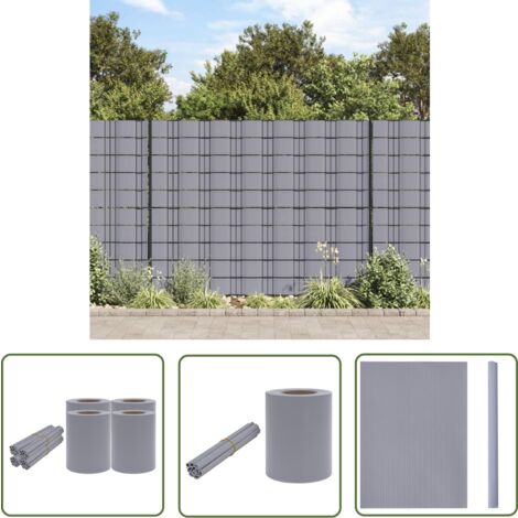 The Living Store Garten-Sichtschutz 4 Stk. PVC 35x0,19 m Matt-Hellgrau - Zaunsichtschutz - PVC-Folie - Gartendeko - Sichtschutzmatte - Wetterfest