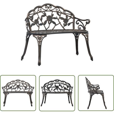 The Living Store Gartenbank 100 cm Aluminiumguss Bronzefarben - Gartenzubehör - Gartenbank - Balkonmöbeln - Metall Gartenbank - Aluminium Gartenbank