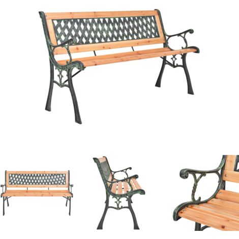 The Living Store - Gartenbank 116 cm Gusseisen und Massivholz Tanne