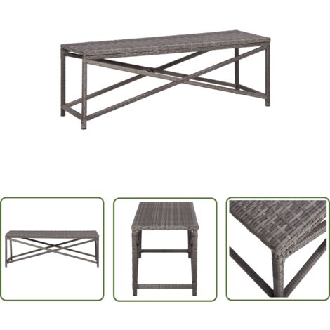 The Living Store Gartenbank 120 cm Poly Rattan Grau - Gartenbank - Sitzbank - Outdoor Möbel - Gartenmöbel - Rattan Gartenbank