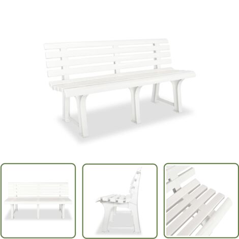 The Living Store Gartenbank 145,5 cm Kunststoff Weiß - Gartenbank - Kunststoff Gartenbank - Weiße Gartenbank - Outdoor Bank - Terrassenbank