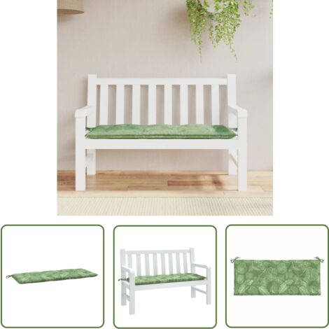 The Living Store Gartenbank-Auflage Blattmuster 120x50x7 cm Stoff - Gartenbank Auflagen - Outdoor Kissen - Gartendekoration - Sitzkissen - Balkon Möbel