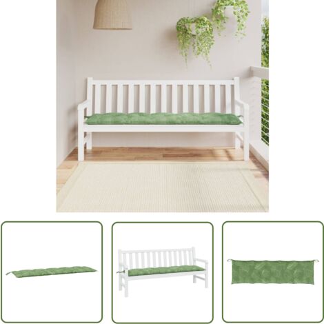 The Living Store Gartenbank-Auflage Blattmuster 180x50x7 cm Oxford-Gewebe - Gartenbankauflage - Outdoorkissen - Sitzkissen - Gartendekoration - Gartenmöbel