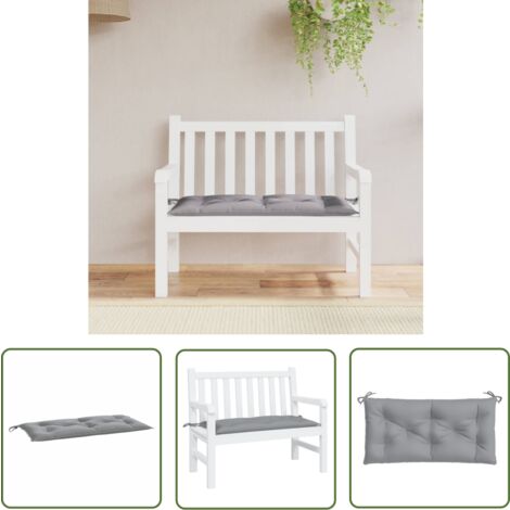 The Living Store Gartenbank-Auflage Grau 110x50x7 cm Oxford-Gewebe - Gartenbank Auflagen - Sitzkissen Outdoor - Gartenkissen Grau - Wasserabweisende Gartenbankdecke - Oxford Stoff