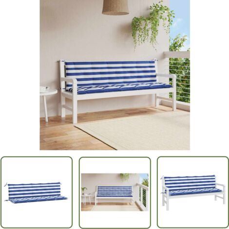 The Living Store Gartenbank-Auflagen 2 Stk. Blau & Weiß Gestreift Oxford-Gewebe - Sitzkissen - Gartenbankkissen - Outdoorkissen - Oxford-Gewebe - Wasserabweisend