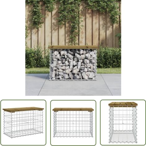 The Living Store Gartenbank aus Gabionen 63x31,5x42 cm Kiefernholz Imprägniert - Gartenbank - Kiefernholz - Gabione - Gartenmöbeln - Terrasse