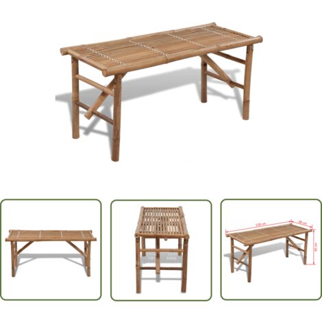 The Living Store Gartenbank Klappbar 118 cm Bambus - Bambus Sitzgelegenheit - Gartenbank Klappbar - Outdoor Möbel - Balkonmöbel - Terrasse Möbel