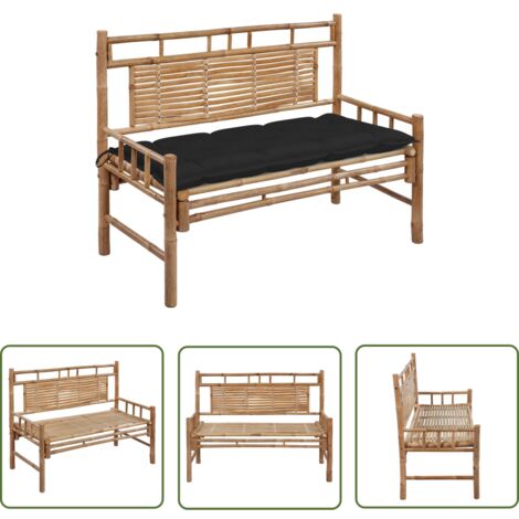 The Living Store Gartenbank mit Auflage 120 cm Bambus - Bambus Gartenbank - Gartenmöbel - Outdoor Möbel - Sitzbank - Lounge Chair