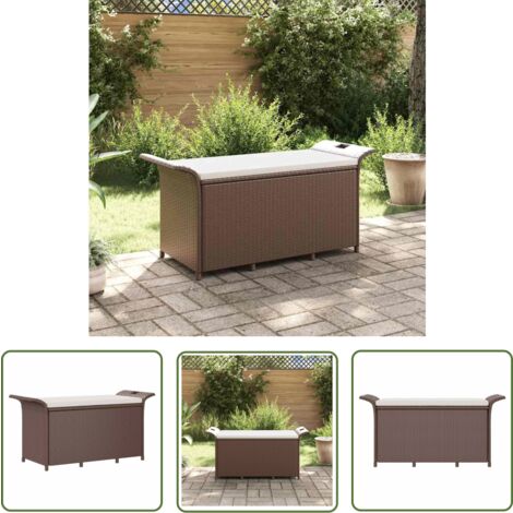 The Living Store Gartenbank mit Kissen Braun 116x46x57 cm Poly Rattan - Gartenbank - Outdoor Bank - Rattan Möbel - Gartenmöbeln - Balkonmöbel