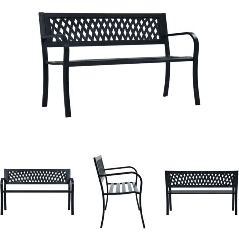 The Living Store - Gartenbank Schwarz 120 cm Stahl