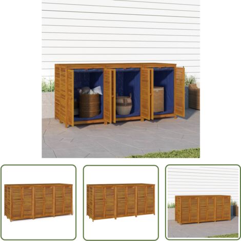 The Living Store Gartenbox 210x87x104 cm Massivholz Akazie - Gartenaufbewahrung - Holzkiste - Gartenbox - Außenlagerung - Gartenorganisation