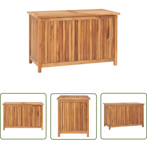 The Living Store Gartenbox 90x50x58 cm Massivholz Teak - Gartenbox - Holzkiste - Teakholz Gartenmöbel - Outdooraufbewahrung - Gartendekoration