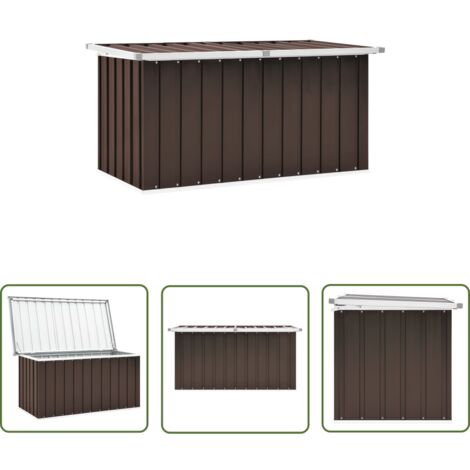 The Living Store Gartenbox Braun 129 x 67 x 65 cm - Gartenbox - Stahlausstattung - Auflagenbox - Gartendeko - Gartenorganisation